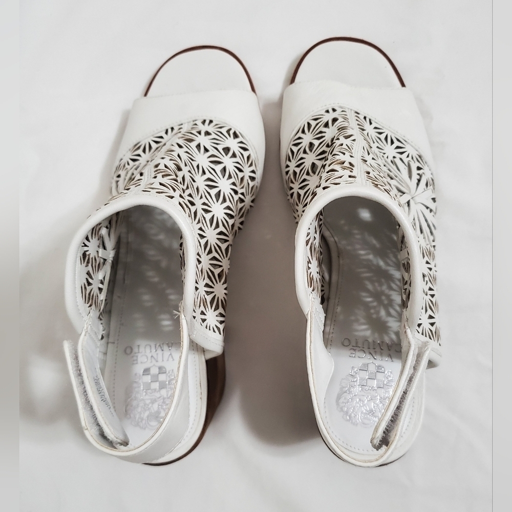 Vince Camuto Kalison Leather Stacked Heel Open Toe Ankle Strap Sandal - Picture 7 of 11